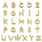 Brass Pendants, with Jump Ring, Letter Charms, Rack Plating, Long-Lasting Plated, Cadmium Free & Lead Free, Real 18K Gold Plated, 13.5~15.5x3.5~18.5x1.5mm, Hole: 3.5mm