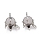Non-Tarnish 304 Stainless Steel Stud Earring Settings, Prong Earring Settings, with Loop, Flat Round, Stainless Steel Color, Fit for 8mm Rhinestone, 10x7mm, Hole: 1.8mm, Pin: 0.8mm