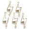 Brass Brass Links Connectors, Long-Lasting Plated, Column, with Freshwater Shell, Nickel Free, Real 18k Gold Plated, Lightning, Seashell Color, 24x10x2.5mm, Hole: 1.4mm