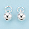 925 Sterling Silver Round Ball Charms, with Jump Rings, Silver, 9x6mm, Hole: 3~4mm