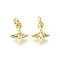 Brass Micro Pave Clear Cubic Zirconia Charms, Star Charms, Lead Free & Cadmium Free, Rack Plating, Long-Lasting Plated, with Jump Ring, Real 18K Gold Plated, 9x7x2mm, Hole: 2mm