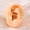 Flower Brass Micro Pave Clear Cubic Zirconia Cuff Earrings, Rack Plating, Cadmium Free & Lead Free, Lasting Plated, Real 18K Gold Plated, 14.5x25.5mm