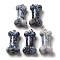 Natural Blue Spot Jasper Pendants, Dog Bone Charms with Platinum Iron Snap on Bails, 36~37x19.5~21x11~12.5mm, Hole: 7x4mm