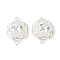 Flower Brass Connector Charms, Cadmium Free & Nickel Free & Lead Free, with Clear Cubic Zirconia, 925 Sterling Silver Plated, 20x15x7mm, Hole: 1.6mm
