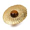 Round Natural Tiger Eye Finger Rings, Flat Round Golden Tone 304 Stainless Steel Cuff Rings for Women, US Size 6(16.5mm)