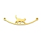 304 Stainless Steel Connector Charms, Walking Cat Links, Golden, 9x30.5x1mm, Hole: 1mm