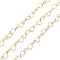 Brass Hollow Heart Link Chains, Cadmium Free & Nickel Free & Lead Free, Unwelded, with Spool, Real 18K Gold Plated, 6x8x0.8mm