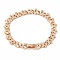 Brass Link Chain Bracelets for Women Men, Light Gold, Heart, 7-1/8 inch(18cm), Link: 10x8x3mm