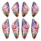 Transparent Resin Wing Pendants Set, with Gold Foil, Butterfly Wing Charms, FireBrick, 29.5~39.5x14.5x2.5mm, Hole: 0.8mm, 2 pairs/set