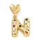 Brass Micro Pave Colorful Cubic Zirconia Pendants, Heart Letter Charms, Real 18K Gold Plated, Letter N, 30mm, Hole: 6x3mm, pendant: 21x16.5x4mm