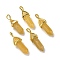 Natural Topaz Jade Pointed Pendants, Faceted, with Golden Tone Brass Findings, Lead free & Cadmium Free, Bullet, 27~30x9~10x7~8mm, Hole: 4x3mm