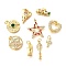 Brass Rhinestones Pendants, With Jump Ring, Mixed Shapes, 14~26.5x8.5~25x1.5~4.5mm, Hole: 3.5mm