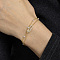 Brass Curb Chain Multi-strand Bracelets, Oval Link Bracelets for Women, with Cubic Zirconia & Imitation Pearl, Golden, Inner Diameter: 6-1/4 inch(16cm)