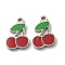 304 Stainless Steel Enamel Charms, Cherry Charms, Stainless Steel Color, Dark Red, 10x7x1mm, Hole: 1.2mm