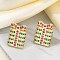 Christmas Rack Plating Brass Cubic Zirconia Stud Earrings, Real 18K Gold Plated, Long-Lasting Plated, Lead Free & Cadmium Free, Box, 14x11mm