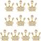 10Pcs Brass Micro Pave Clear Cubic Zirconia Links, Crown, Real 18K Gold Plated, 17x17.5x3mm, Hole: 1.2mm