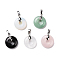 Natural & Synthetic Gemstone Pendants, with Platinum Tone Brass Findings, Cadmium Free & Lead Free, Donut/Pi Disc, 24~25x20x8.5mm, Hole: 8x5mm