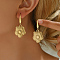 Elegant Stainless Steel Sunflower Dangle Earrings, Golden, 46x23mm