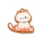 Printed Alloy Pendants, Cat Charm, Light Gold, Light Salmon, 20x20x2mm, Hole: 2mm