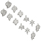 24Pcs 6 Styles 304 Stainless Steel Pendants, Leaf, Stainless Steel Color, 4pcs/style