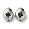 Real Platinum Plated Brass Beads, with Glass, Rhombus, Dark Slate Gray, 9x7x4.5mm, Hole: 1.2mm