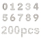 200Pcs 10 Style 201 Stainless Steel Charms, Number 0~9, Stainless Steel Color, 20pcs/style