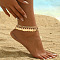 Bohemian Brass Teardrop Tassel Anklets for Women, Golden, 8-1/4 inch(210mm)