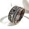 Braided Imitation Leather Crod Multi-strand Bracelets for Women, Rhinestone Beads Bracelets with Magnetic Clasps, Gainsboro, 7-5/8 inch(19.5cm)