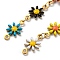 Ion Plating(IP) Golden 304 Stainless Steel Flower Link Chain, with Enamel, with Spool, Unwelded, Colorful, 12.5~13x7~8x2mm, 5m/roll
