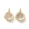 Brass Micro Pave Clear Cubic Zirconia Pendants, Cadmium Free & Nickel Free & Lead Free, Round Charms, Real 18K Gold Plated, 9x6x3.5mm, Hole: 2mm
