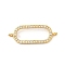 Brass Micro Pave Clear Cubic Zirconia Oval Ring Connector Charms, Lead Free & Cadmium Free, Long-Lasting Plated, Rack Plating, Real 18K Gold Plated, 10x26.5x3mm, Hole: 1.4mm