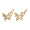 Brass Micro Pave Cubic Zirconia Pendants, Cadmium Free & Lead Free, Butterfly, Real 18K Gold Plated, 28x31x3mm, Hole: 4x3mm