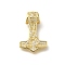 Rack Plating Brass Micro Pave Cubic Zirconia Pendants, Long-Lasting Plated, Lead Free & Cadmium Free, Hammer Charms, Real 18K Gold Plated, 24x16x2.5mm, Hole: 4.5mm