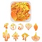 1 Set Spray Painted Alloy Charms, Flower & Leaf & Bowknot & Cactus & Moon, Orange, 21~44.5x15~33.5x1~2.5mm, Hole: 1.2~1.5mm, 18pcs/set