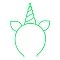 Luminous Plastic Headbands, Unicorn, Lime, 140x125mm