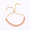 Tennis Bracelet, Golden Brass Link Chains Slider Bracelet for Women, Pink, No Size