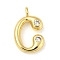 Rack Plating Brass Micro Pave Cubic Zirconia Pendants, Cadmium Free & Lead Free, Long-Lasting Plated, Real 18K Gold Plated, Letter C, 23.5x15x5mm, Hole: 3.2mm