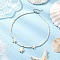 Synthetic Turquoise Sea Turtle & Starfish Pendant Necklaces, Synthetic Magnesite Beaded Necklaces with 304 Stainless Steel End Chain, Stainless Steel Color, Floral White, 14.76 inch(37.5cm)