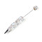 Fishtail Resin & Polymer Clay Pave Rhinestone Ball-Point Pen, Iron Beadable Pen, for DIY Personalized Pen with Jewelry Beads, Light Cyan, 148.5~151x15~19mm