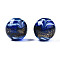 Handmade Gold Sand Lampwork Beads, Round, Medium Blue, 9~10x8~10mm, Hole: 1.6mm
