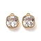 Brass Micro Pave Clear Cubic Zirconia Charms, Cadmium Free & Nickel Free & Lead Free, Real 18K Gold Plated, Cube, Clear, 7x8.5x3.5mm, Hole: 1mm