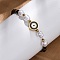 304 Stainless Steel Beaded Bracelets for Women, with Stainless Steel Beads & Glass Beads & Plastic Imitation Shell & Enamel Evil Eye Bead, Ion Plating(IP), Black, 6-7/8 inch(17.4cm)
