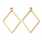 304 Stainless Steel Open Back Bezel Rhombus Pendants, For DIY UV Resin, Epoxy Resin, Pressed Flower Jewelry, Real 18K Gold Plated, 39x26x3mm, Hole: 2.2mm, Inner Diameter: 32x23.5mm