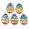Natural Regalite/Imperial Jasper/Sea Sediment Jasper Pendants, with Light Gold Tone Brass Edge and Brass Settings, Dyed, Rainbow, Teardrop,  35x21.5x5.5mm, Hole: 2mm