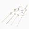 Brass Big Chain Tassel Pendants, Real 18K Gold Plated, with Cubic Zirconia, Clear, 72mm, Hole: 1.2mm