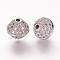 Brass Micro Pave Cubic Zirconia Beads, Bicone, Clear, Platinum, 10x10mm, Hole: 2mm