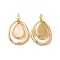 Brass Pendants, with Shell, Teardrop Charms, Golden, 21x13x3~5mm, Hole: 3.4x2.7mm