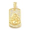 Brass Micro Pave Cubic Zirconia Pendants, Lead Free & Cadmium Free, Long-Lasting Plated, Rectangle with Buddha Charms, Real 18K Gold Plated, 26x16.5x5mm, Hole: 9x4.5mm
