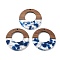 Resin and Walnut Pendants, Flat Round, Marine Blue, 38x3mm, Hole: 2mm