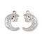 Non-Tarnish 304 Stainless Steel Pendants, Moon with Star, Stainless Steel Color, 24x16x2mm, Hole: 3mm